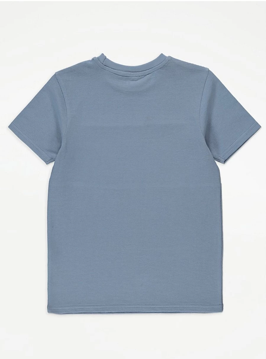 "George at Asda Boys' Blue Textured Panel T-Shirt | Worldwide Edition Kids Tee Reviews"