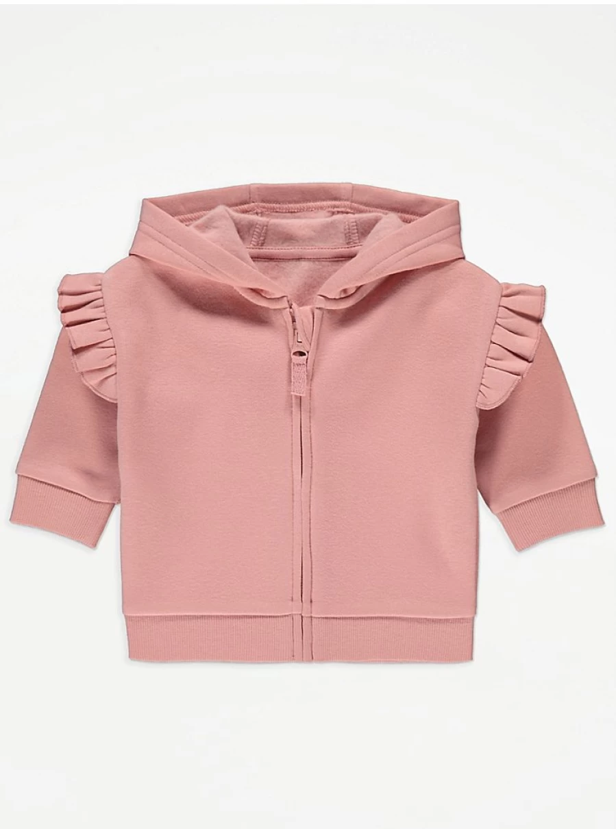 "George at Asda Baby Girls Pink Frilly Zip-Up Hoodie | Soft & Stylish Review"
