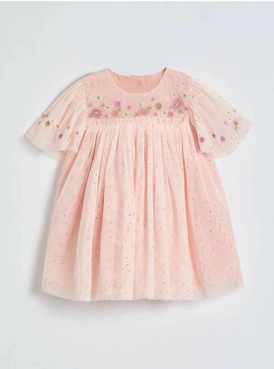 "George at Asda Baby Girls' Light Pink Floral Embroidered Spot Dress – Reviews & Details"