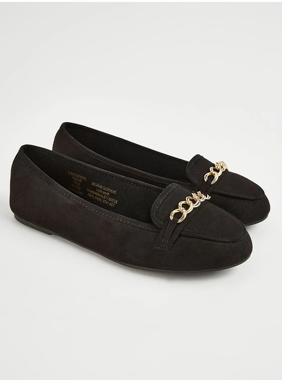 Women's Black Chain Detail Loafers - George at Asda Ballet Flat Shoes