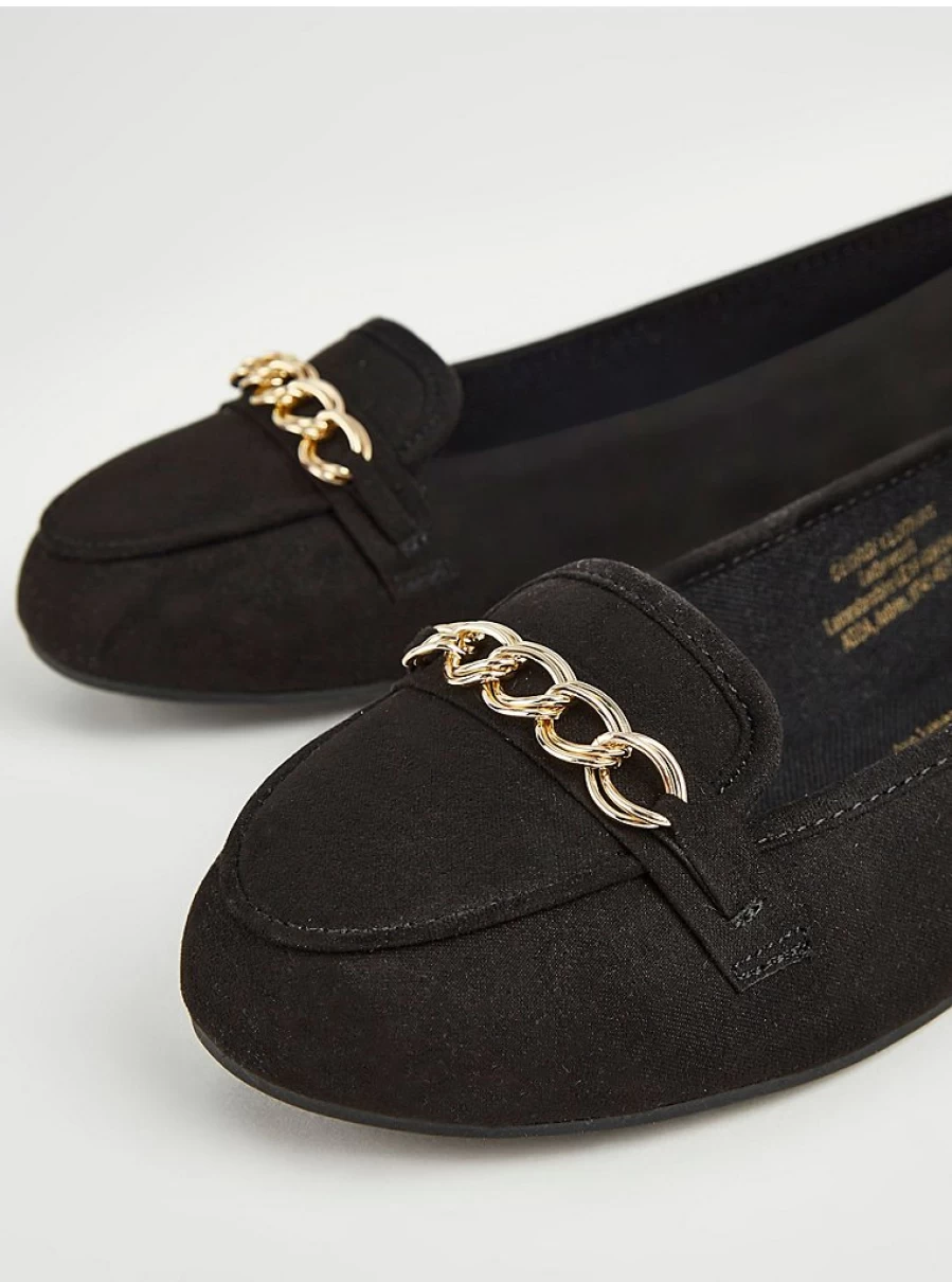 Women's Black Chain Detail Loafers - George at Asda Ballet Flat Shoes