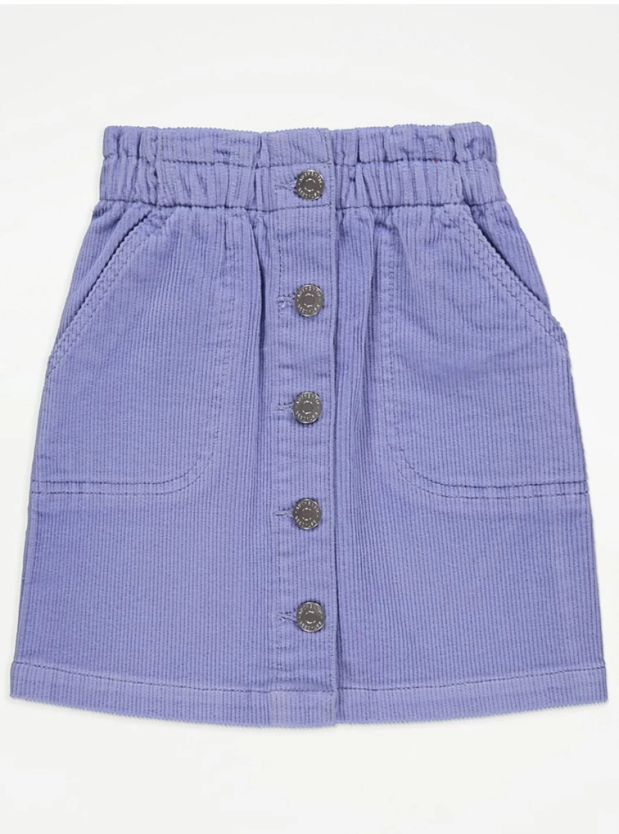 "George at Asda Girls' Lilac Corduroy Button-Up Skirt | Kids' Fashion Review"