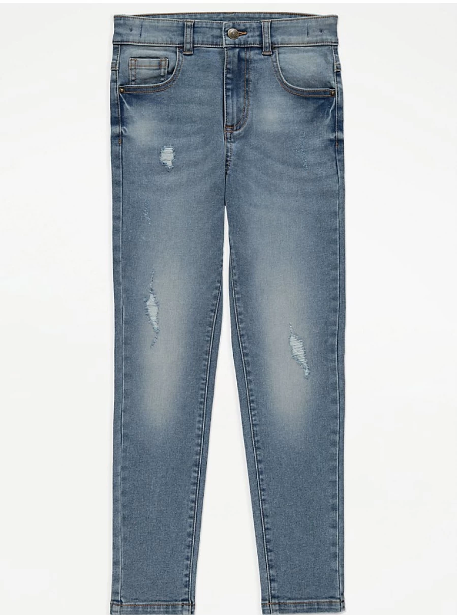 "George at Asda Boys Blue Mid Wash Ripped Super Skinny Jeans Review"