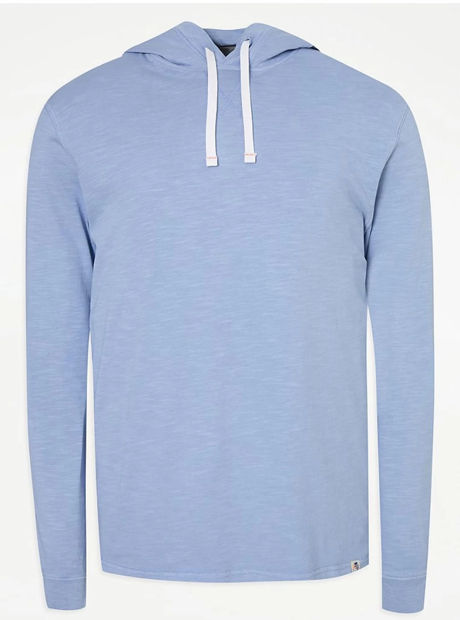 "George at Asda Men's Pale Blue Slub Lightweight Hoodie – Comfort & Style Review"