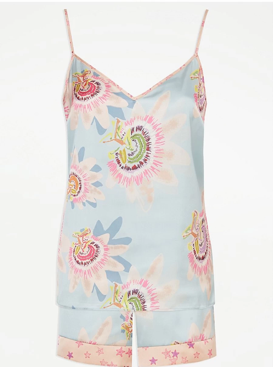George at Asda Women's Floral Satin Cami Short Pajama Set - Comfortable Sleepwear & Lingerie