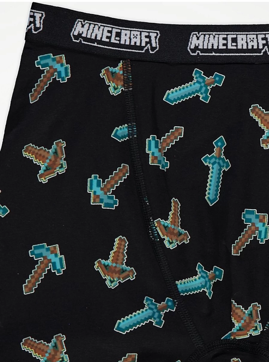 "George at Asda Boys' Minecraft Printed Trunks 3-Pack | Kids' Comfort Underwear"
