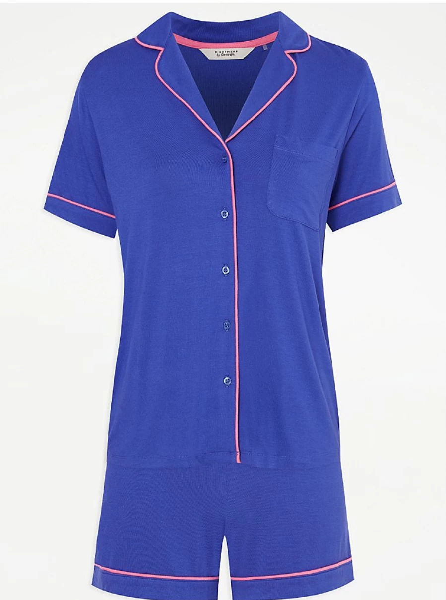"George at Asda Blue Short Sleeve Pajama Set - Comfortable Sleepwear & Loungewear Reviews"