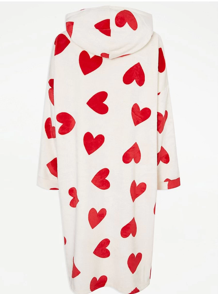 "George at Asda White Heart Valentine's Snuggle Hoodie - Cozy Loungewear & Romantic Gift Idea"