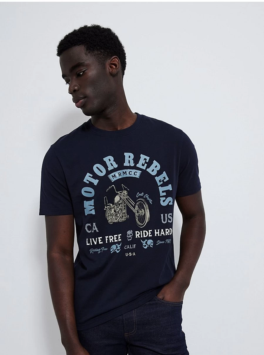 Men's Navy Motor Rebels Graphic T-Shirt | George at Asda | Stylish Printed Tee