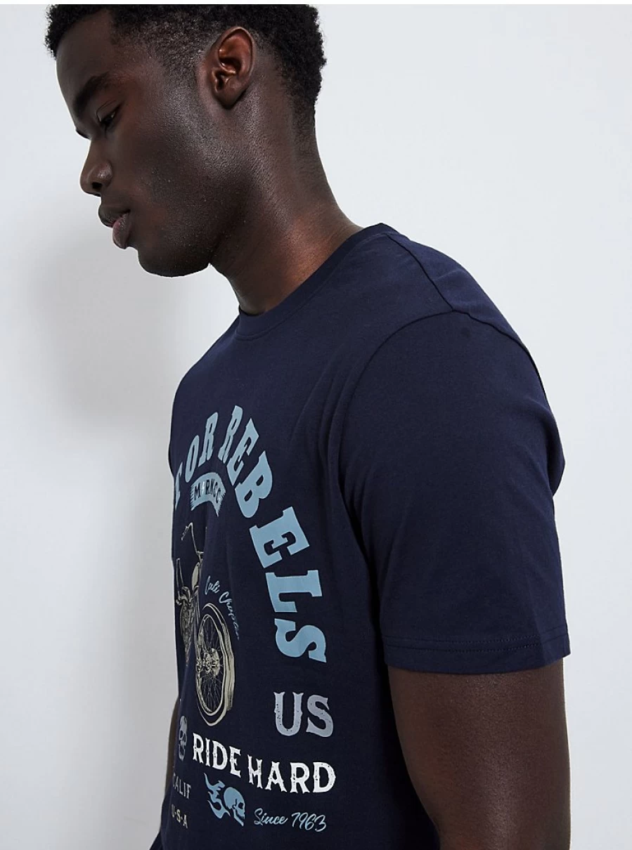 Men's Navy Motor Rebels Graphic T-Shirt | George at Asda | Stylish Printed Tee