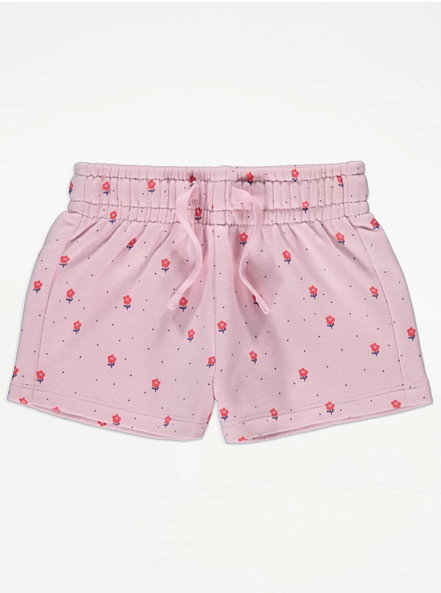 Girls' Pink Spot Floral Print Sweat Shorts | George at Asda | Kids' Comfortable Casual Shorts