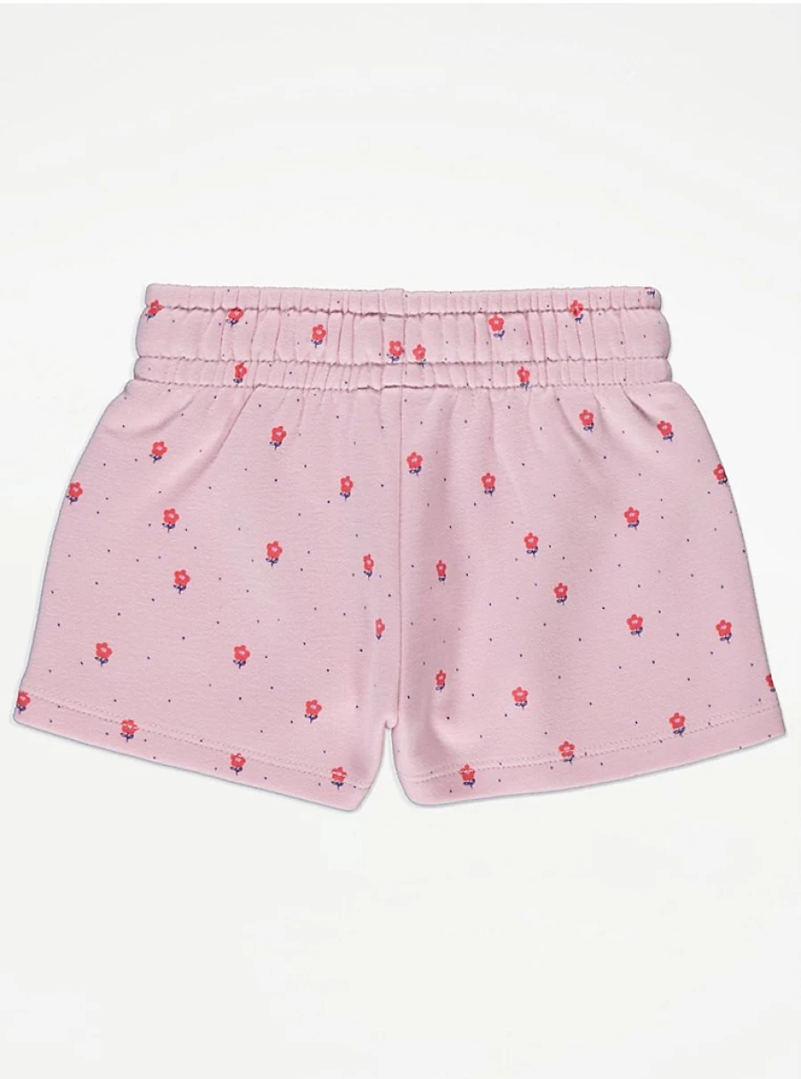 Girls' Pink Spot Floral Print Sweat Shorts | George at Asda | Kids' Comfortable Casual Shorts