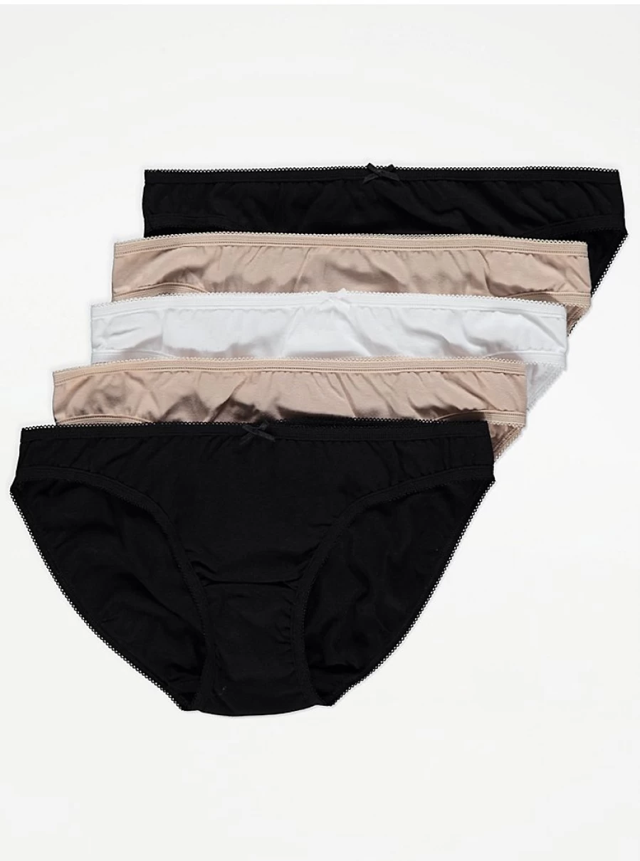 "George at Asda Neutral Mini Knickers 5-Pack | Comfortable Cotton Underwear | Women's Lingerie"