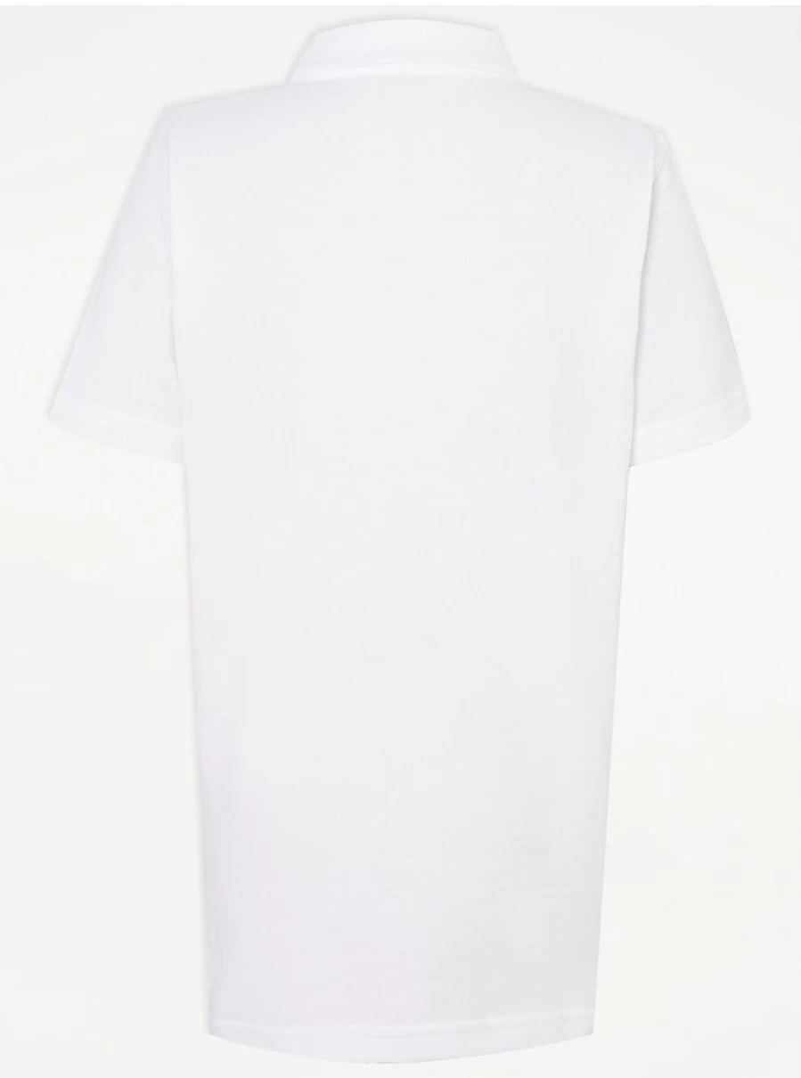 "George at Asda Men's Slim Fit White Short Sleeve Polo Shirts 2-Pack for School"