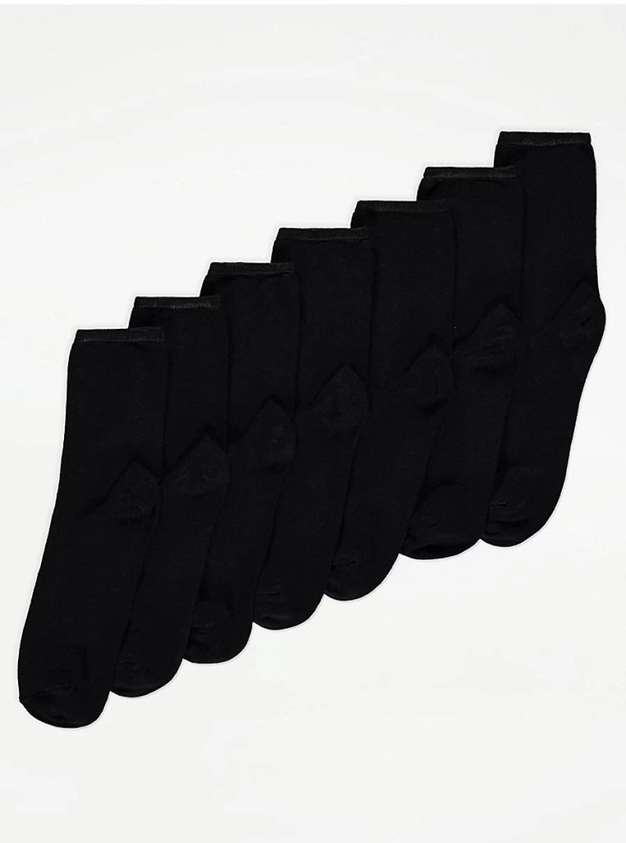 "George at Asda 7-Pack Black Ankle Socks for Men & Women | Comfortable Everyday Socks"