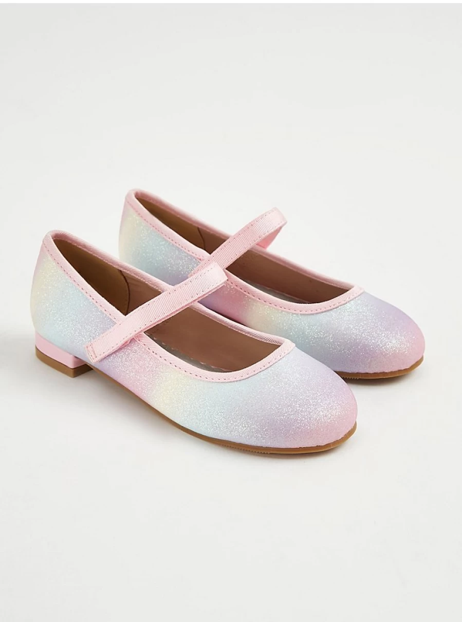 "George at Asda Girls' Ombre Rainbow Glitter Ballet Heels – Kids' Party Shoes Review"