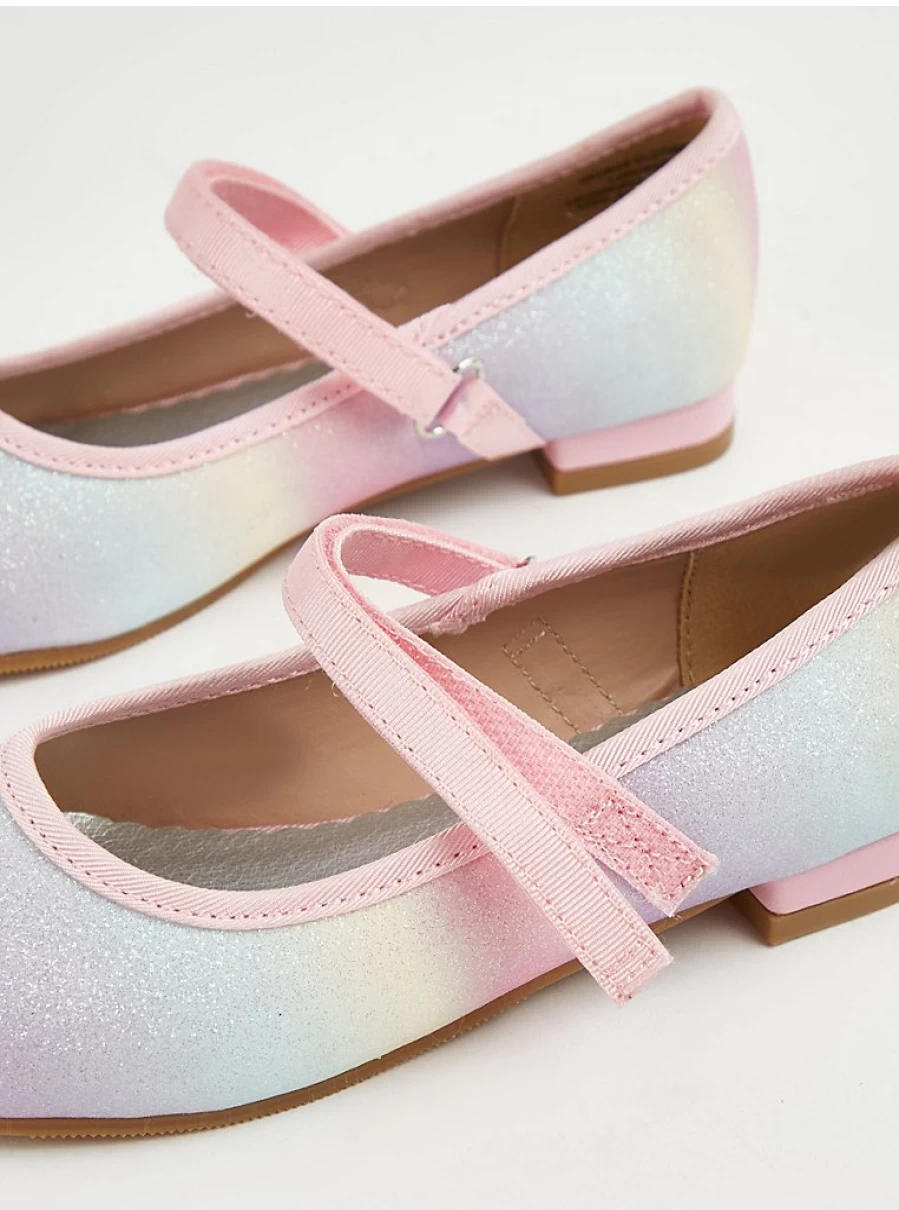 "George at Asda Girls' Ombre Rainbow Glitter Ballet Heels – Kids' Party Shoes Review"