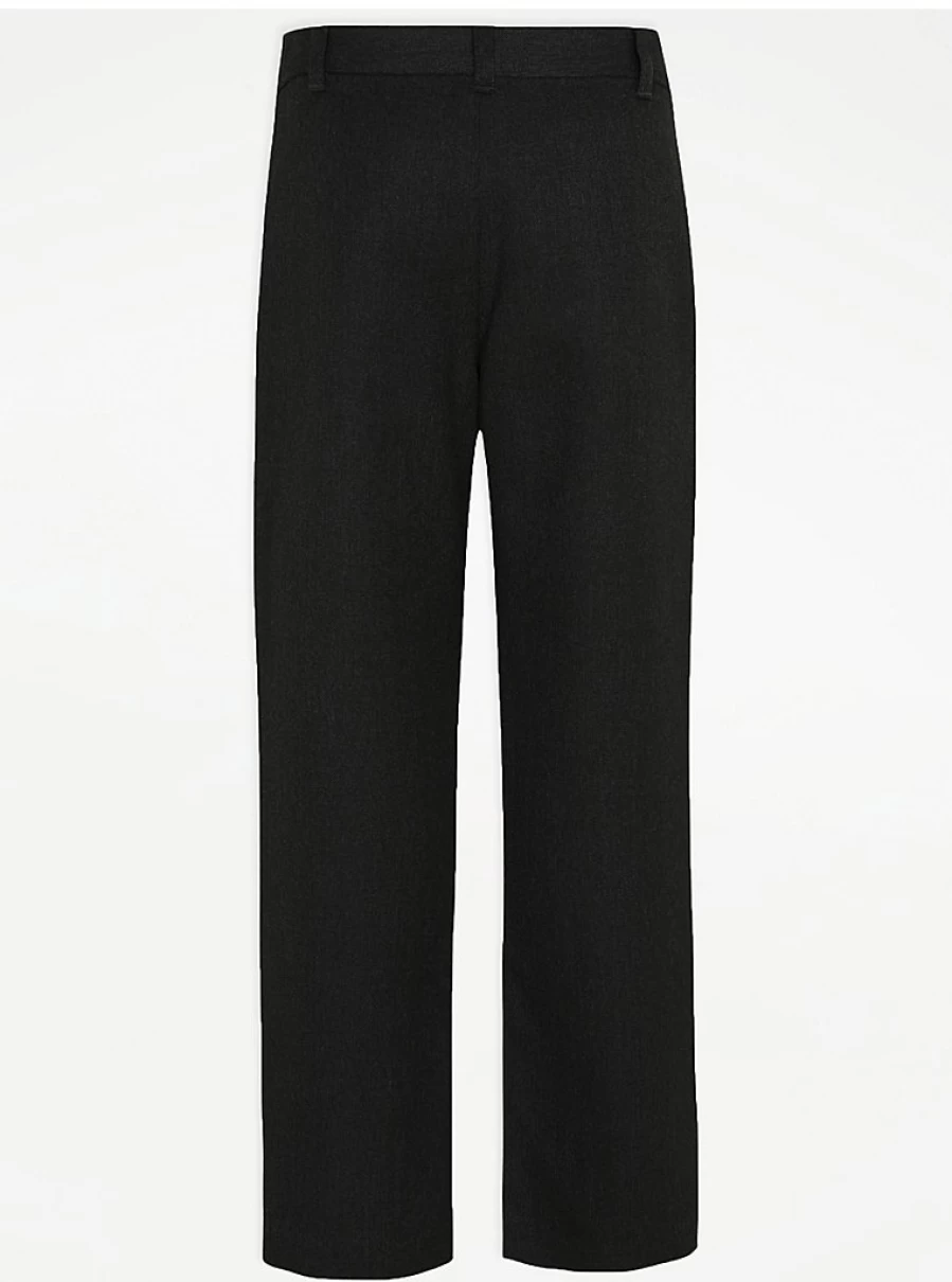 "George at Asda Boys' 2-Pack Charcoal Regular Fit Long School Trousers for Comfort & Durability"