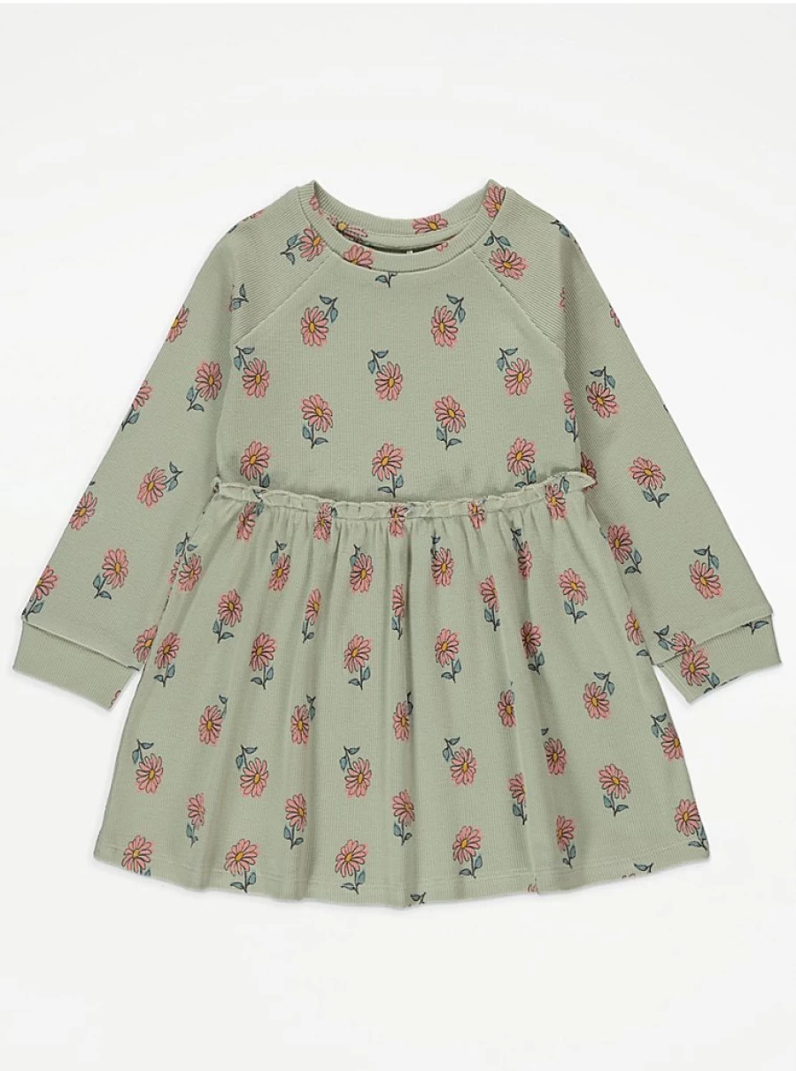 "George at Asda Sage Green Ribbed Tulip Dress for Girls – Reviews & Style Guide"