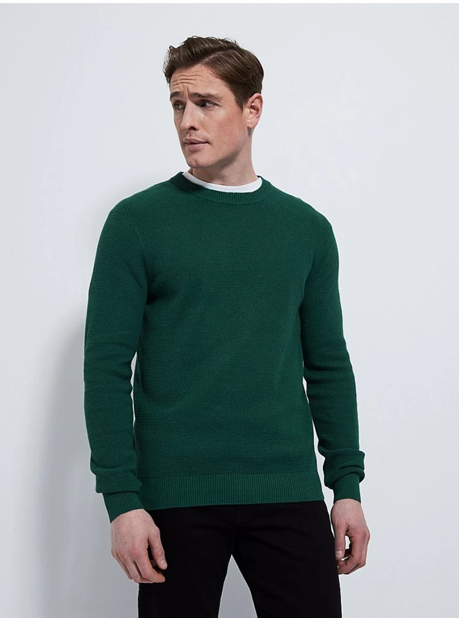 "George at Asda Men's Jade Green Textured Knit Jumper – Soft Comfort & Stylish Fit"