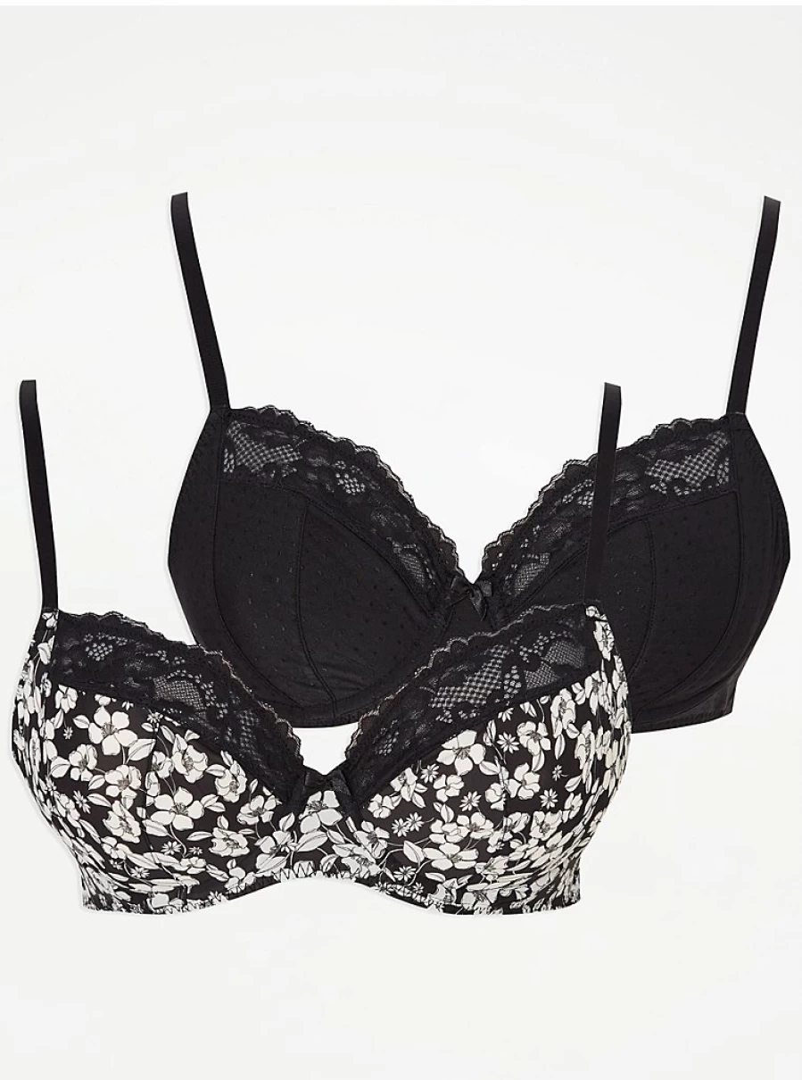 "George at Asda Women's Non-Padded Full Cup Bras 2-Pack | Comfortable Lingerie Set"