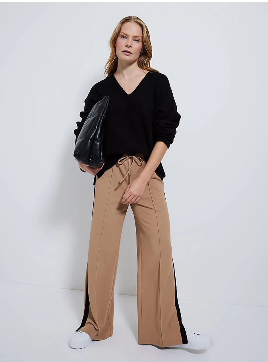 Women's Tan Side Stripe Trousers | Comfort Fit Casual Pants | George at ASDA