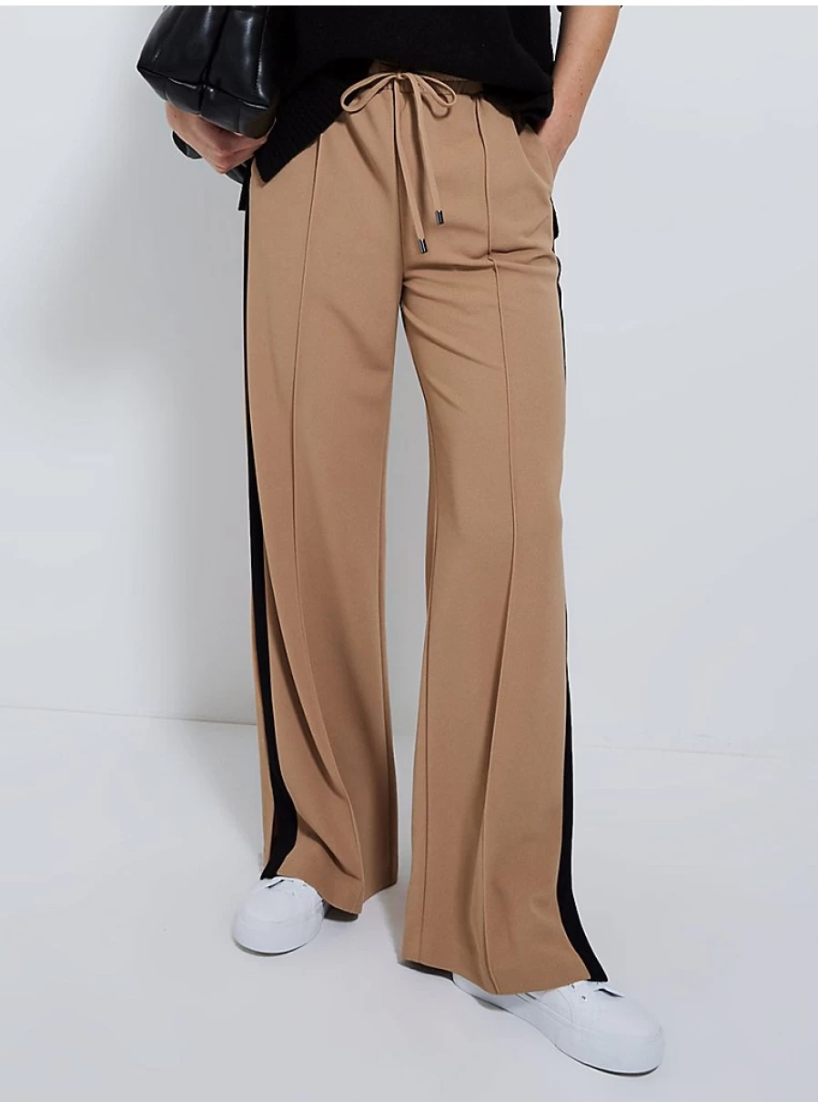 Women's Tan Side Stripe Trousers | Comfort Fit Casual Pants | George at ASDA