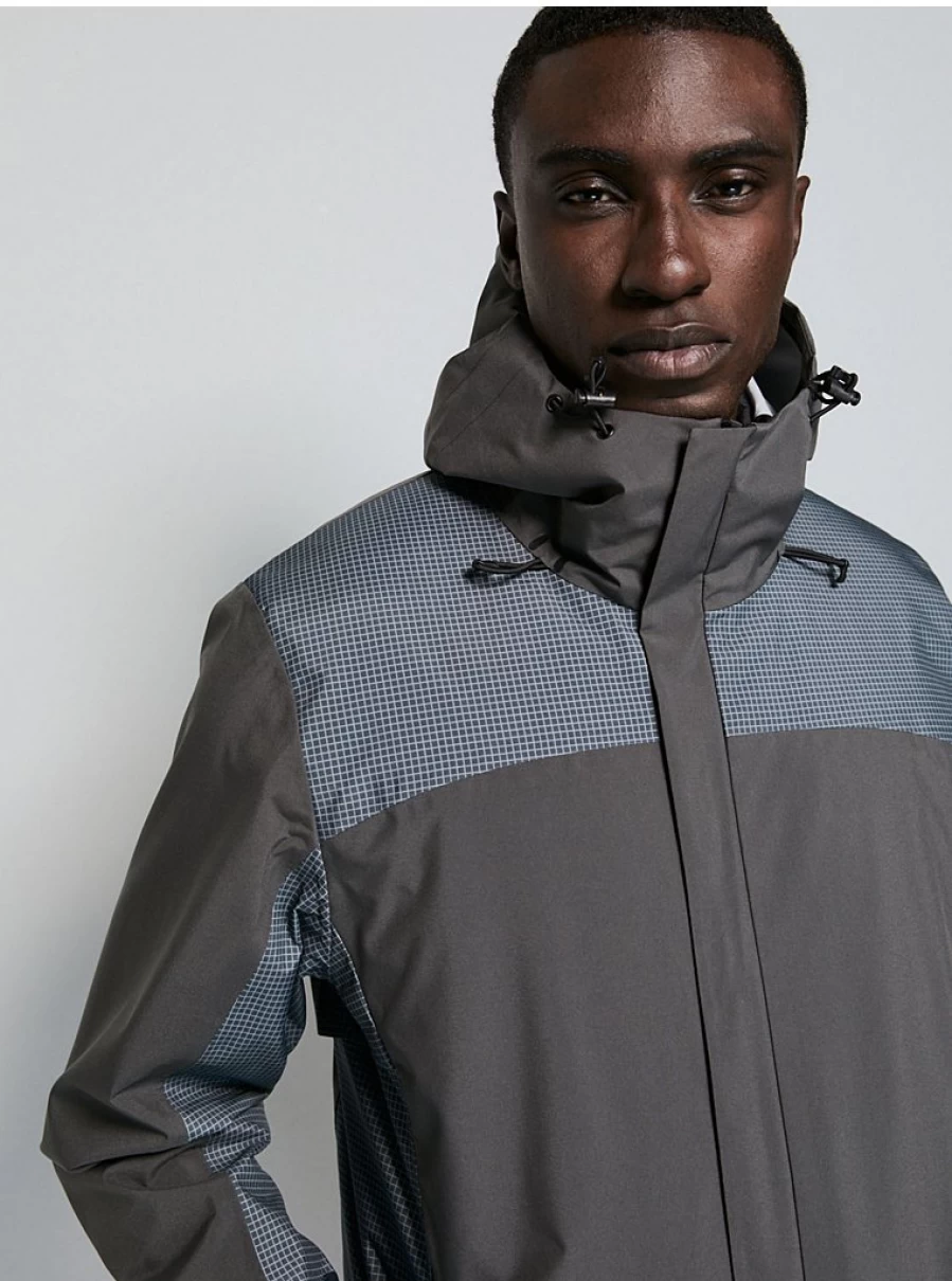 Men's Grey Grid Lightweight Waterproof Jacket by George at Asda – Durable & Stylish Raincoat