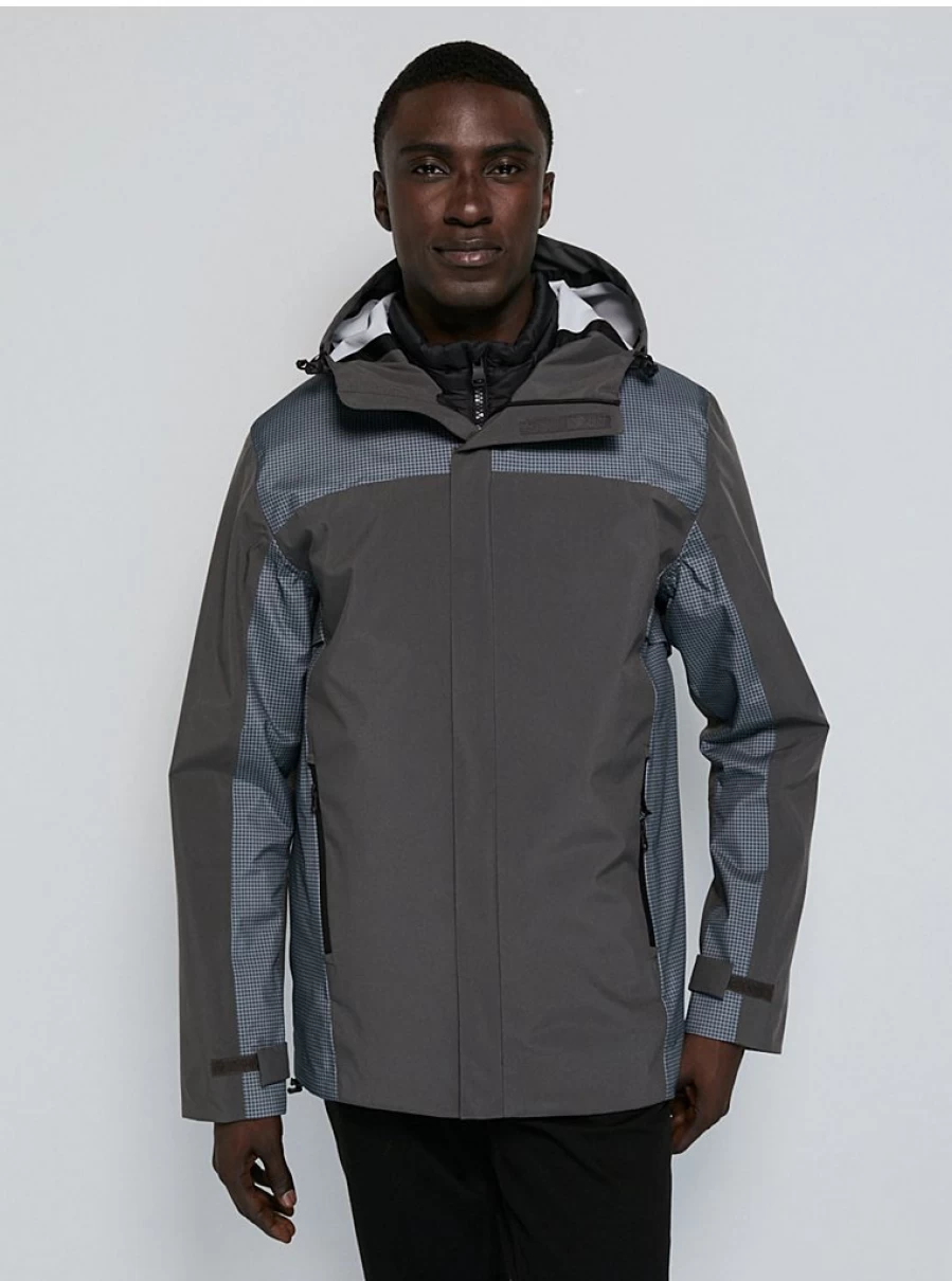 Men's Grey Grid Lightweight Waterproof Jacket by George at Asda – Durable & Stylish Raincoat