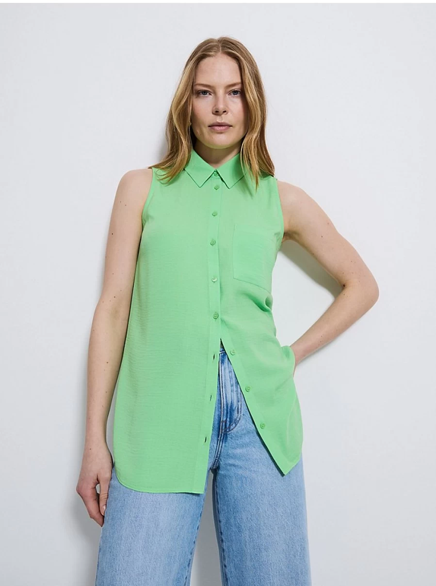 Women's Bright Green Sleeveless Longline Shirt by George at Asda | Lightweight Summer Top