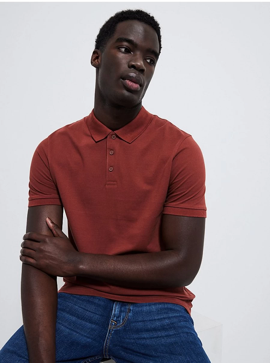 "George at Asda Men's Rust Textured Polo Shirt Review: Comfort & Style"