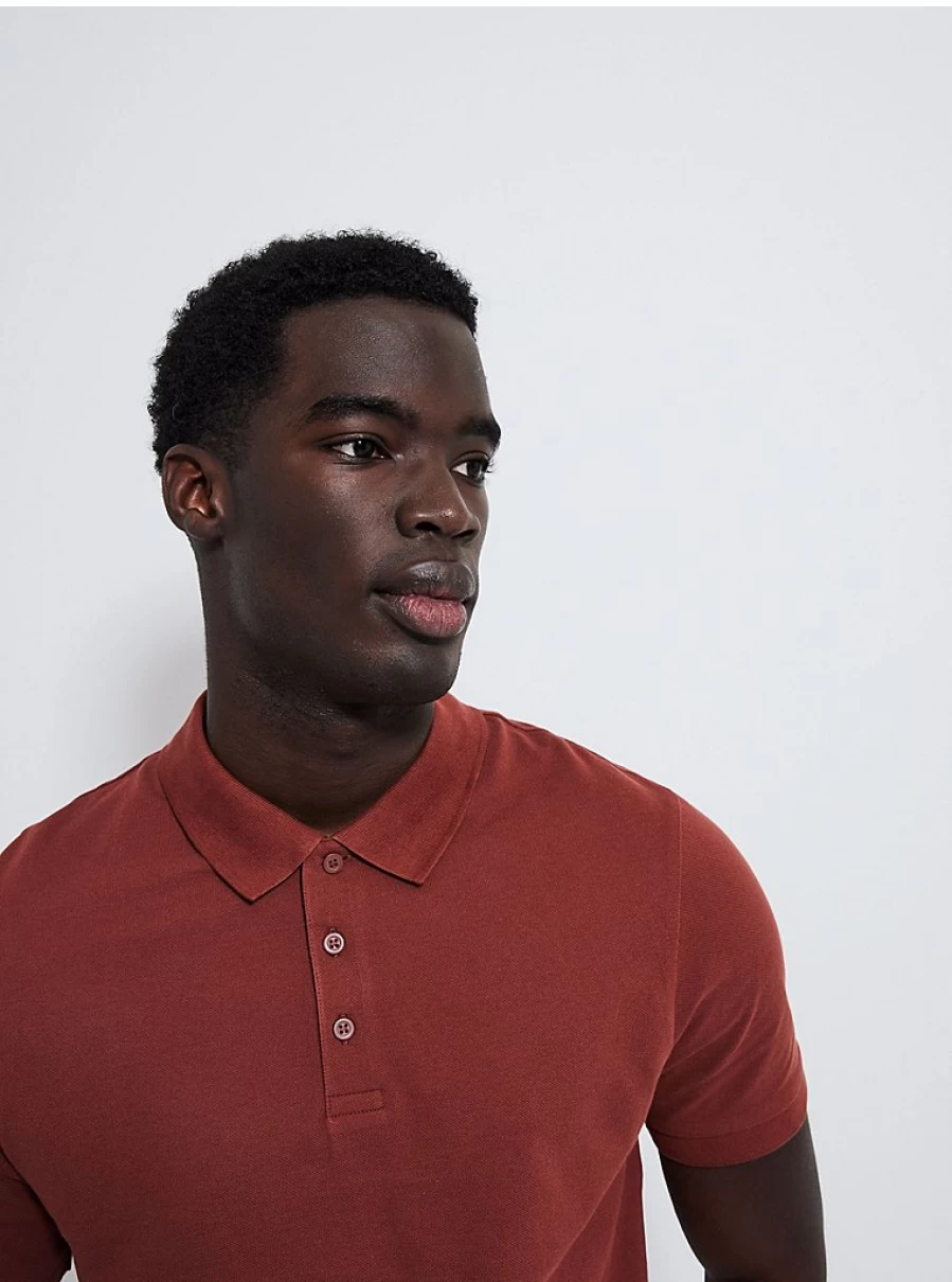 "George at Asda Men's Rust Textured Polo Shirt Review: Comfort & Style"