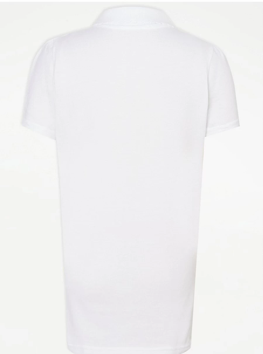 "George at Asda Girls' 2-Pack White Slim Fit Scallop School Polo Shirts for School Uniforms"