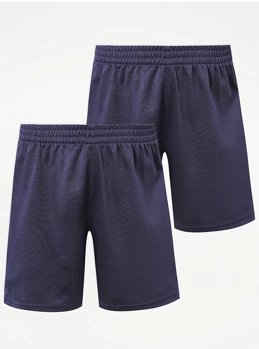 "George at Asda Navy School Football Shorts 2 Pack – Comfortable & Durable Team Shorts"