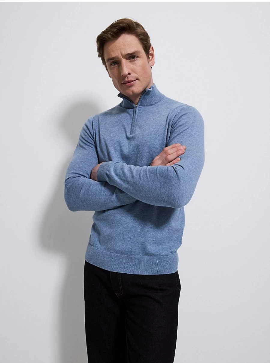 "George at Asda Men's Light Blue Quarter Zip Knitted Jumper Review"