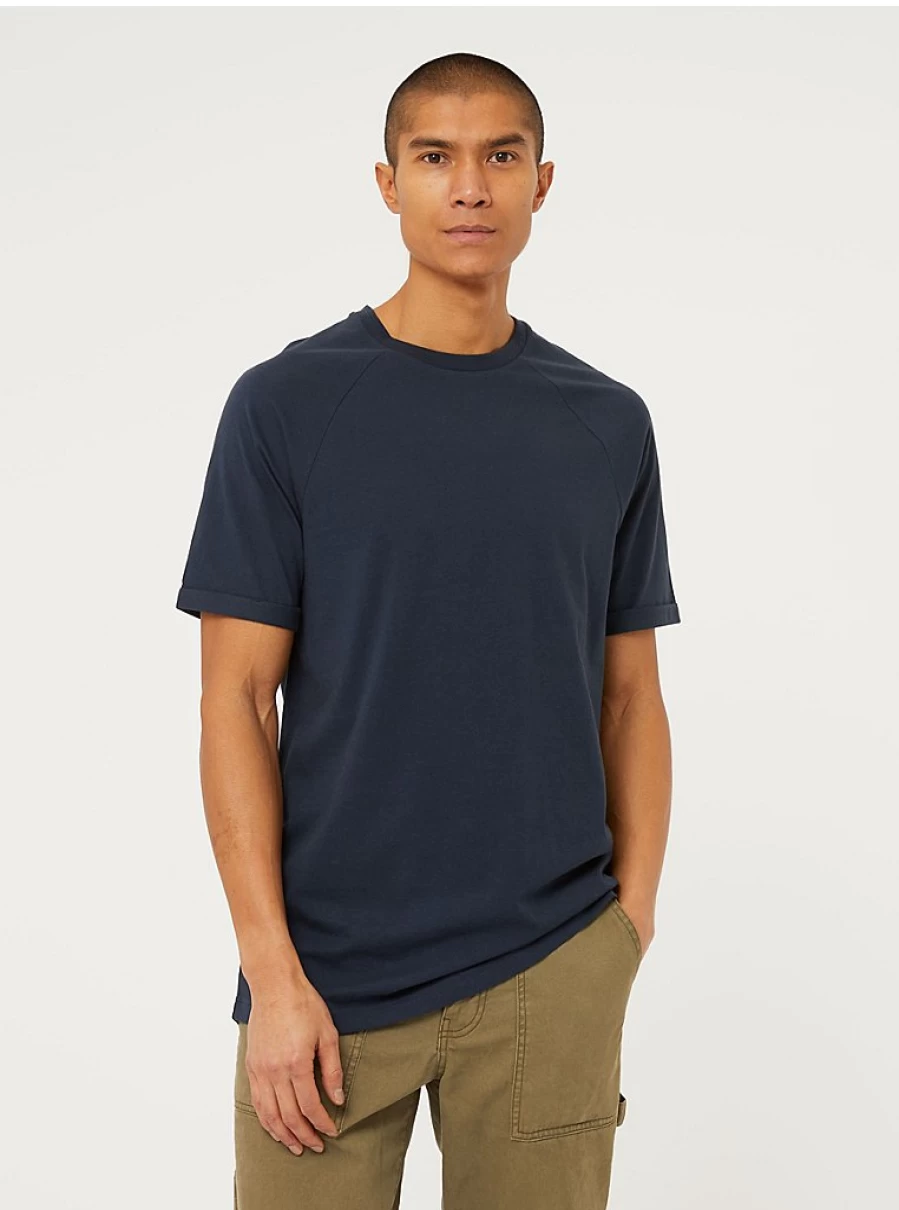 "George at Asda Men's Navy Plain Longline T-Shirt – Comfort Fit & Stylish Design"