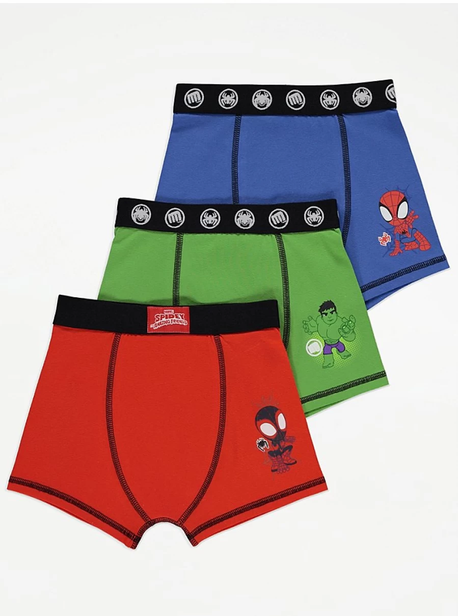 "George at Asda Marvel Spidey Amazing Friends Boys' Trunks 3-Pack | Kids' Superhero Underwear"