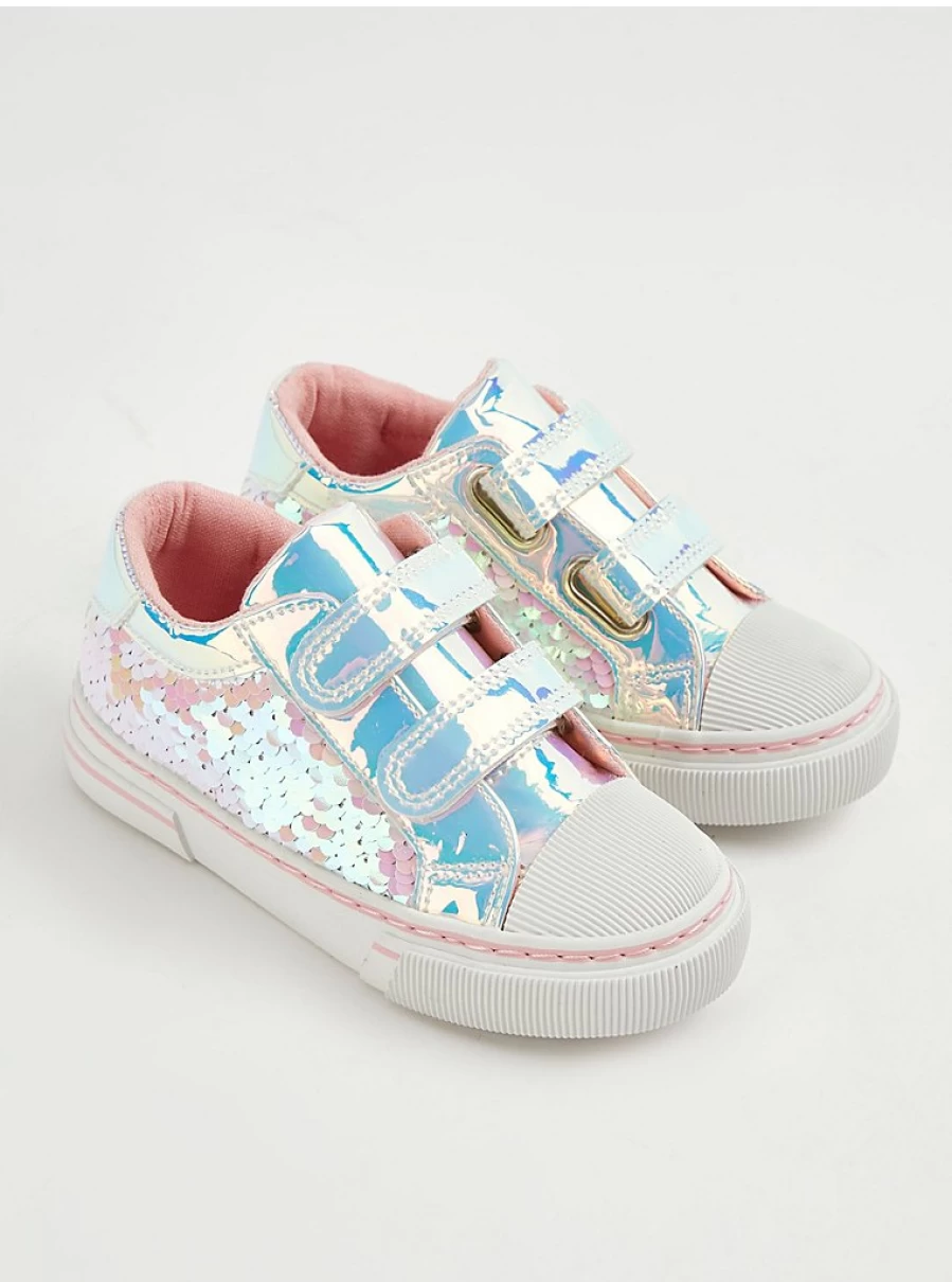 "George at Asda Girls' Iridescent Flip Sequin Cupsole Trainers | Double Strap Kids' Sneakers Reviews"