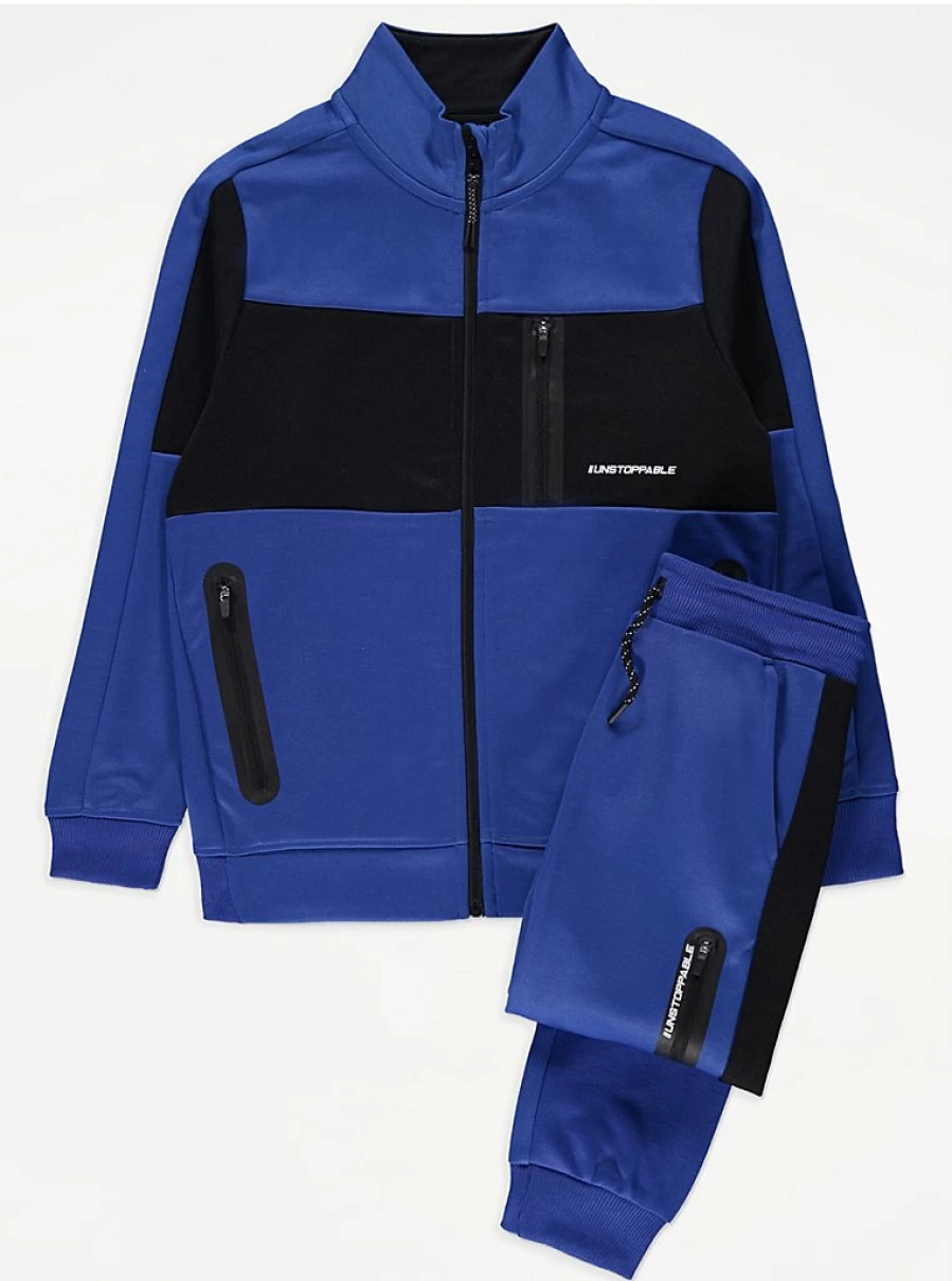 "George at Asda Boys Blue Colour Block Zip Up Tracksuit – Unstoppable Kids Sportswear Review"