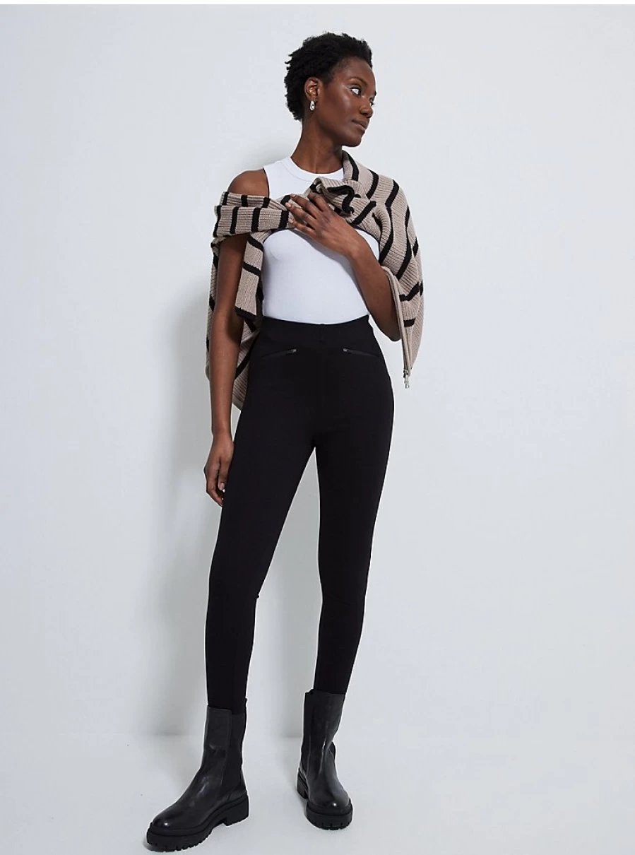 "George at Asda Women's Black Ponte Leggings with Zip – Comfort & Style"