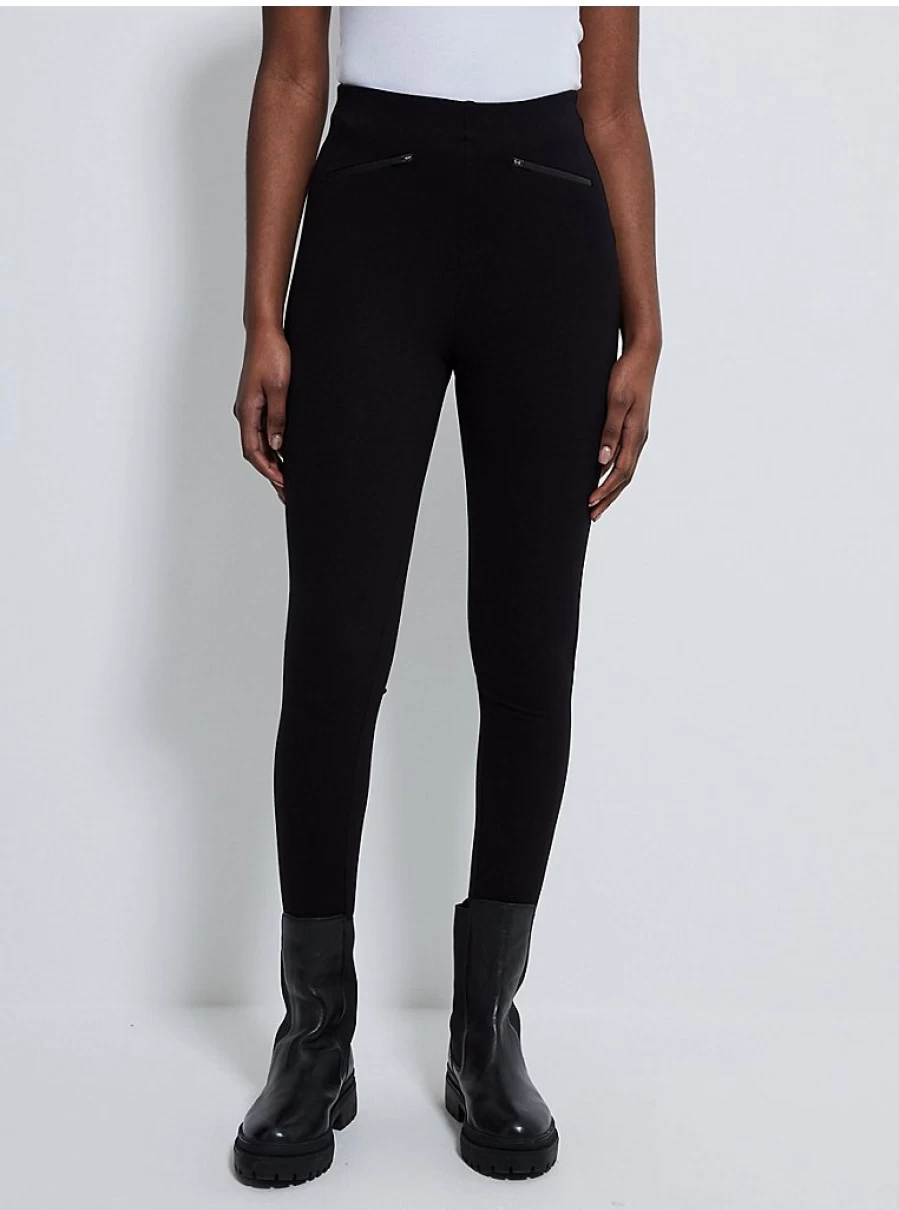 "George at Asda Women's Black Ponte Leggings with Zip – Comfort & Style"