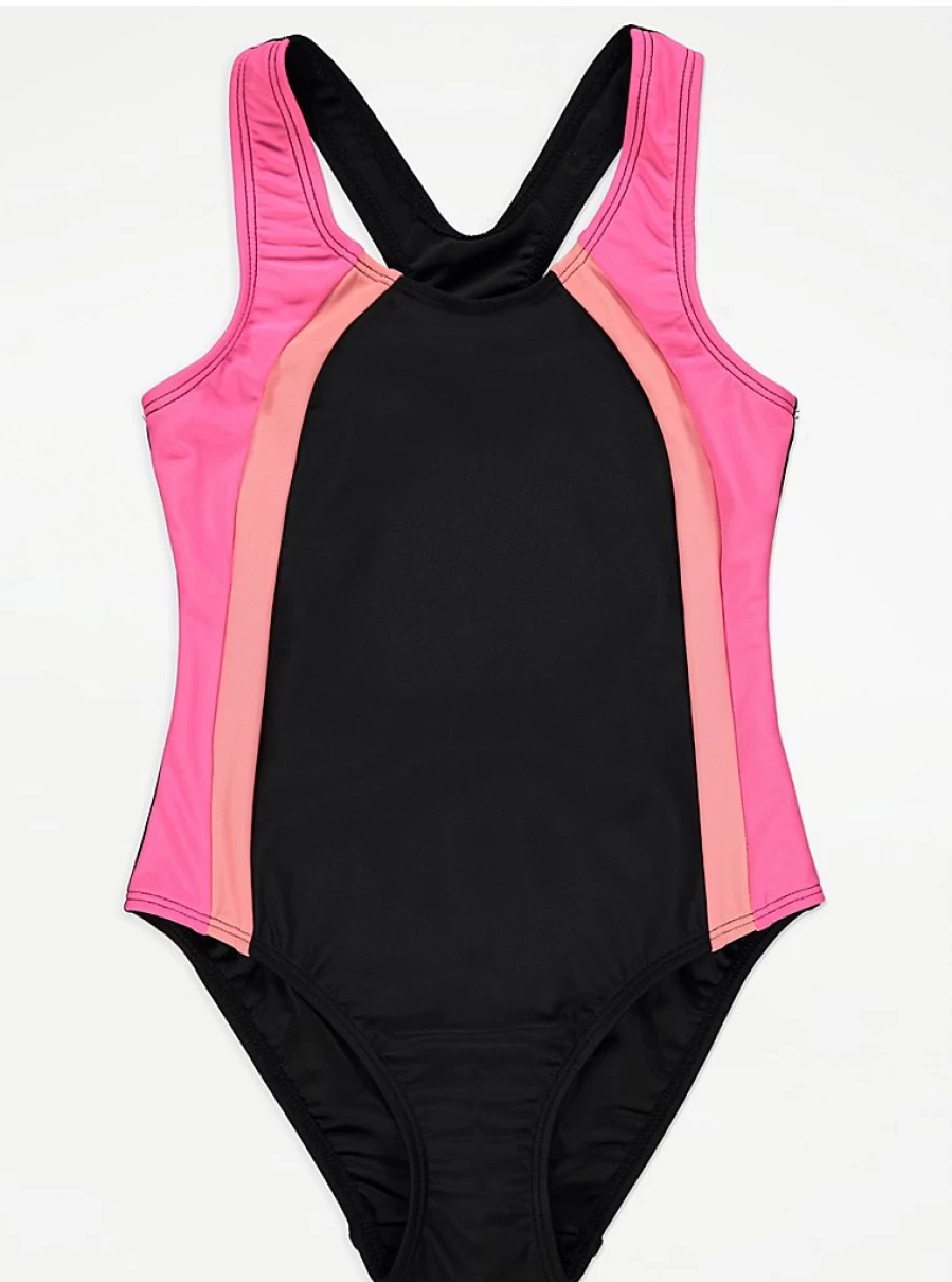 "George at Asda Girls Pink Colour Block Sports Swimsuit for Kids – Reviews & Features"
