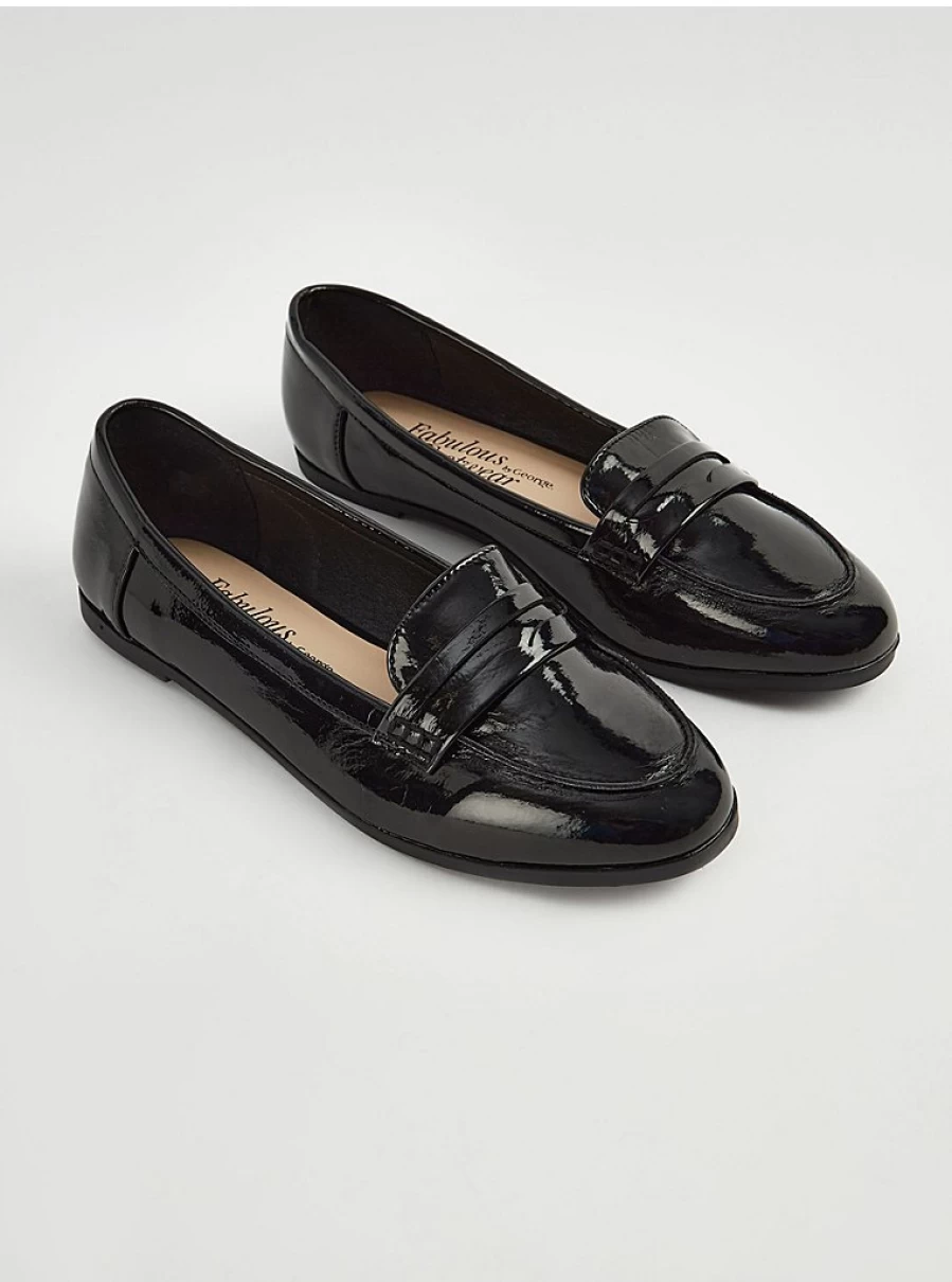 Women's Black Patent Leather Loafers by George at Asda – Comfortable Ballet Flat Shoes Review