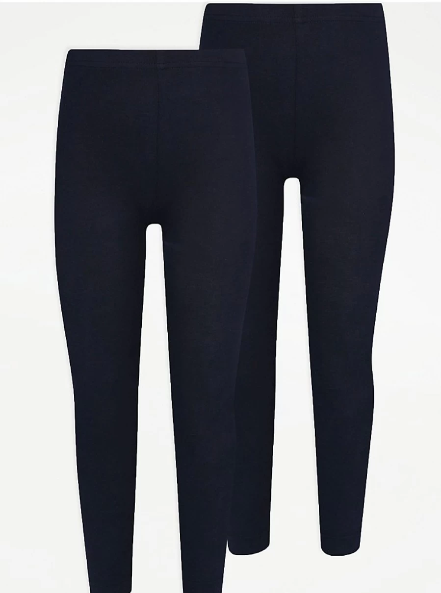 "George at Asda Girls Navy School Leggings 2-Pack | Comfortable & Durable School Uniform Pants"
