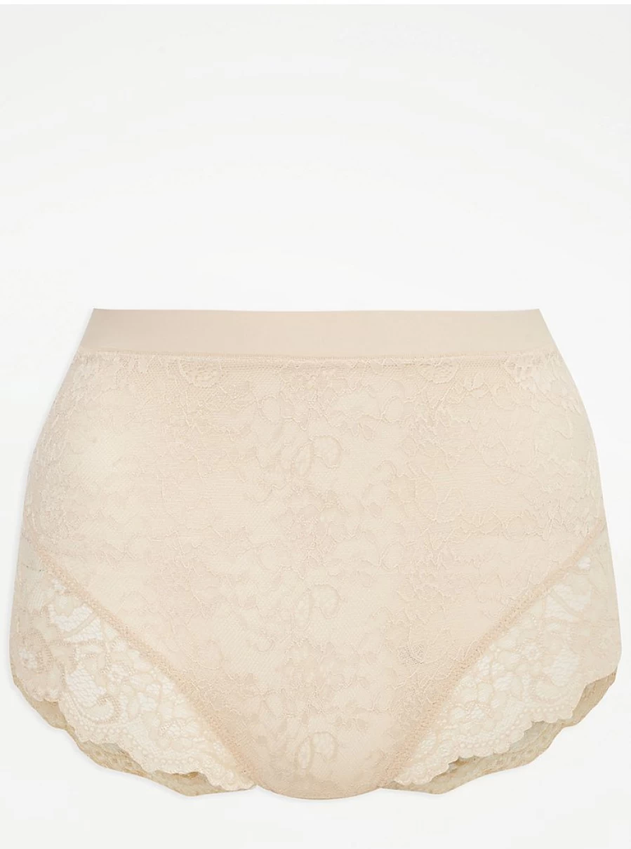 "George at Asda Nude Lace High Waisted Shaping Briefs | Comfortable Lingerie for Women"