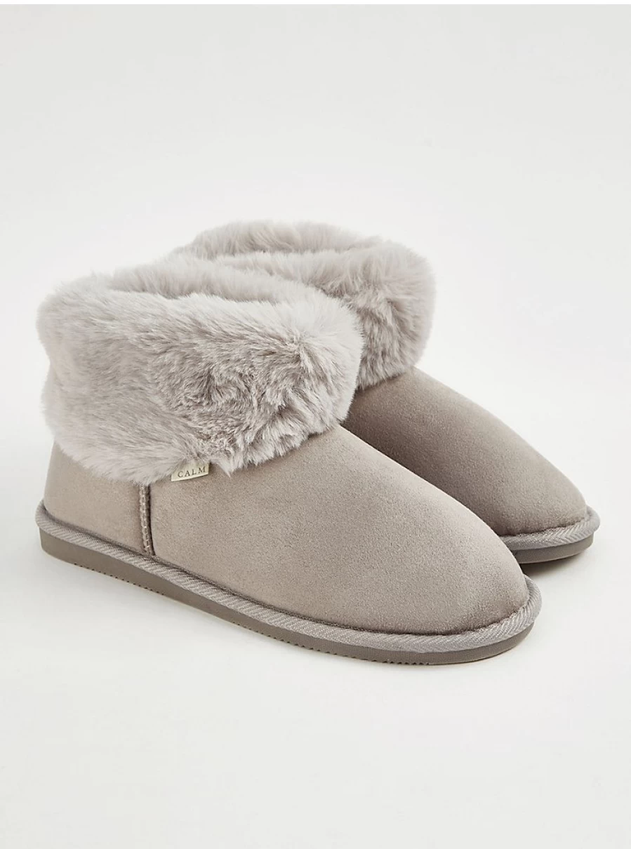 "George at Asda Grey Faux Fur Slipper Boots - Warm Cozy Indoor Booties Review"