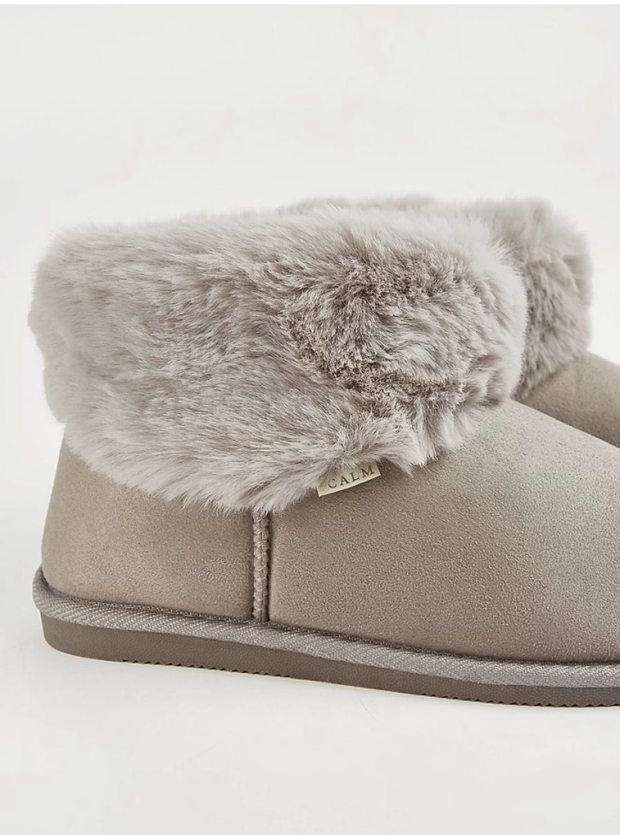"George at Asda Grey Faux Fur Slipper Boots - Warm Cozy Indoor Booties Review"