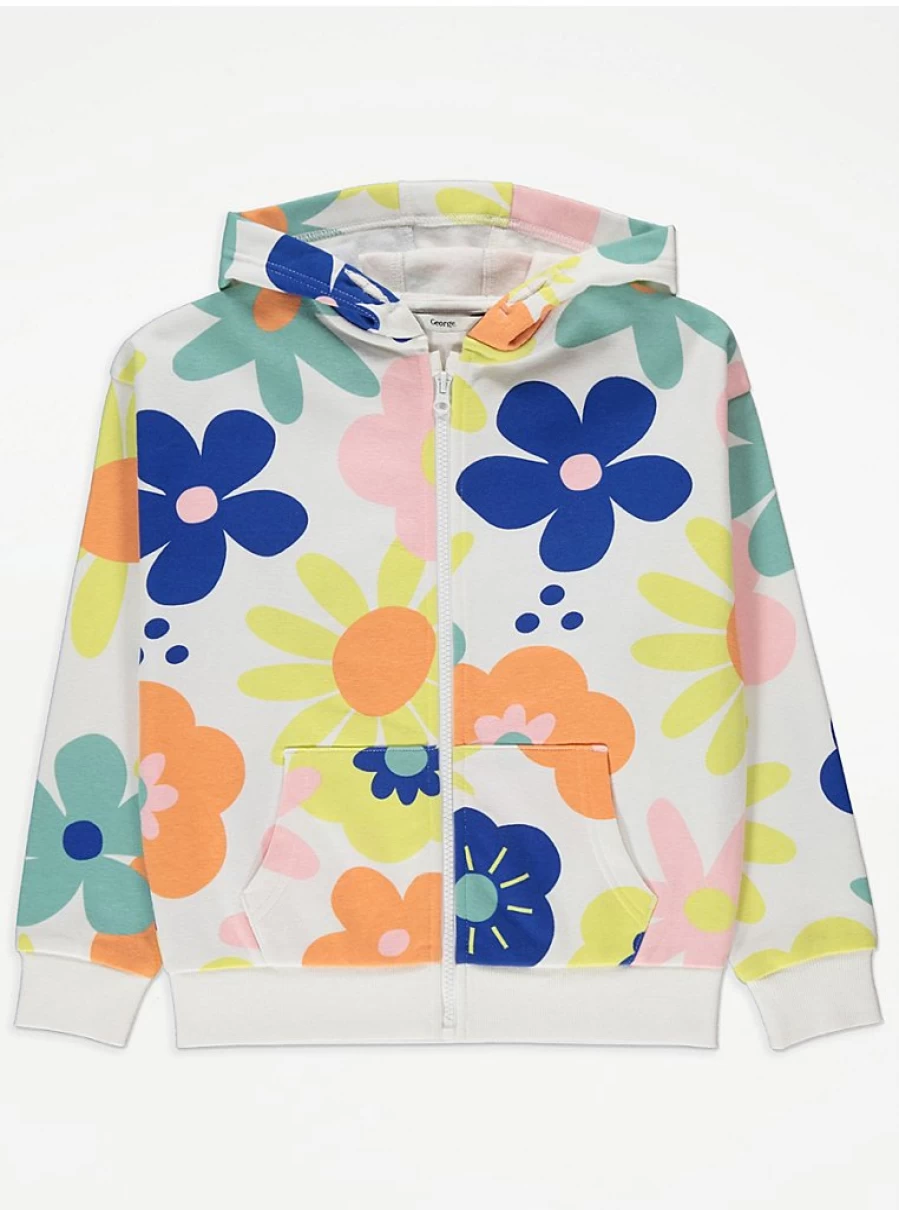 "George at Asda Kids Bright Floral Zip Up Hoodie | Review & Styles"