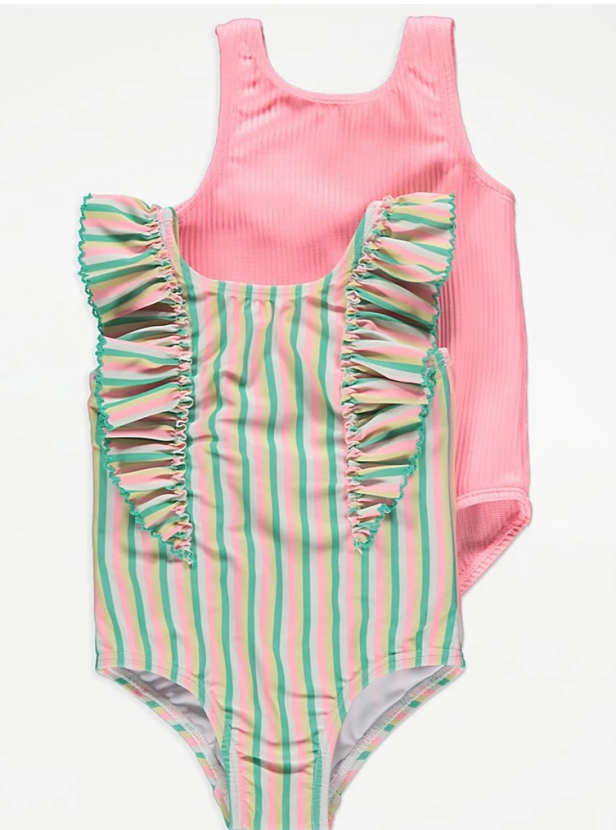 "George at Asda Baby Bright Swimsuits 2-Pack | Soft & Comfortable Infant Swimwear"