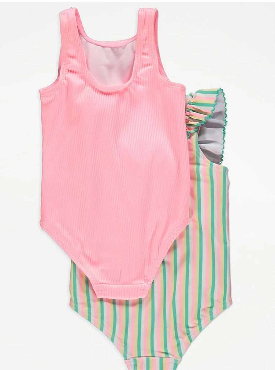 "George at Asda Baby Bright Swimsuits 2-Pack | Soft & Comfortable Infant Swimwear"